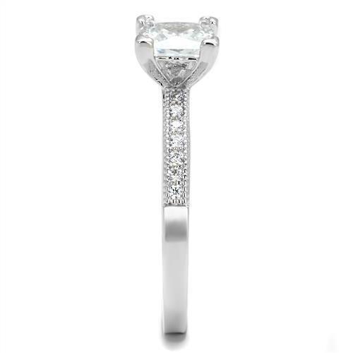 Rhodium Brass Ring with AAA Grade CZ  in Clear