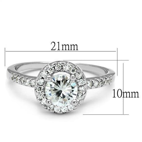 Rhodium Brass Ring with AAA Grade CZ  in Clear