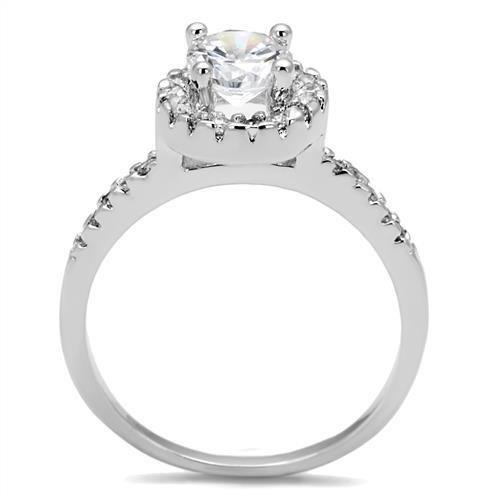 Rhodium Brass Ring with AAA Grade CZ  in Clear