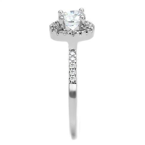 Rhodium Brass Ring with AAA Grade CZ  in Clear