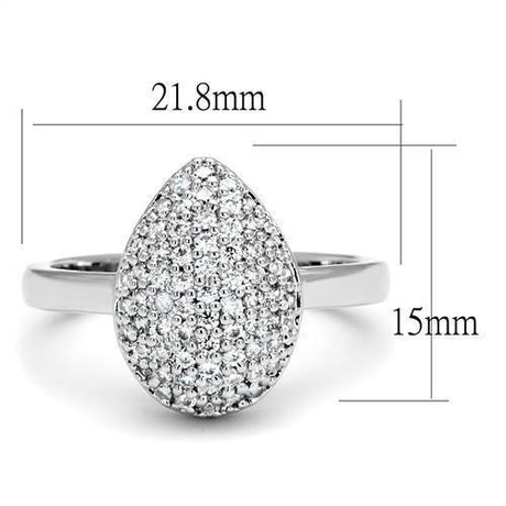 Rhodium Brass Ring with AAA Grade CZ  in Clear