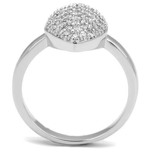 Rhodium Brass Ring with AAA Grade CZ  in Clear