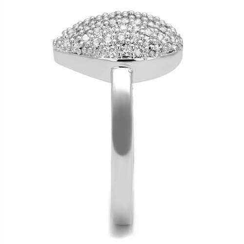 Rhodium Brass Ring with AAA Grade CZ  in Clear