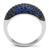 Rhodium + Ruthenium Brass Ring with AAA Grade CZ  in London Blue