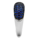 Rhodium + Ruthenium Brass Ring with AAA Grade CZ  in London Blue