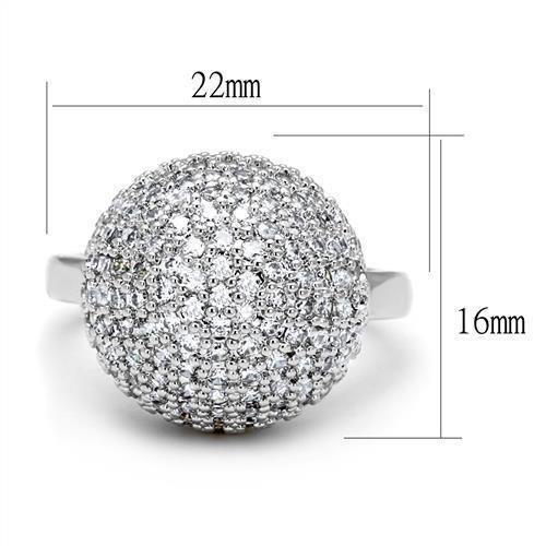 Rhodium Brass Ring with AAA Grade CZ  in Clear