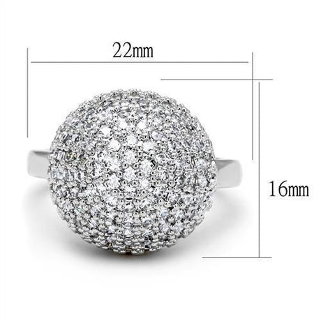 Rhodium Brass Ring with AAA Grade CZ  in Clear