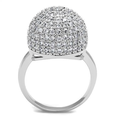 Rhodium Brass Ring with AAA Grade CZ  in Clear