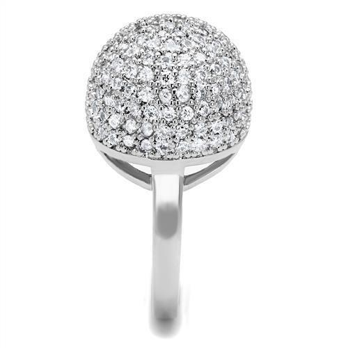 Rhodium Brass Ring with AAA Grade CZ  in Clear