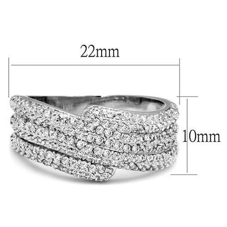 Rhodium Brass Ring with AAA Grade CZ  in Clear
