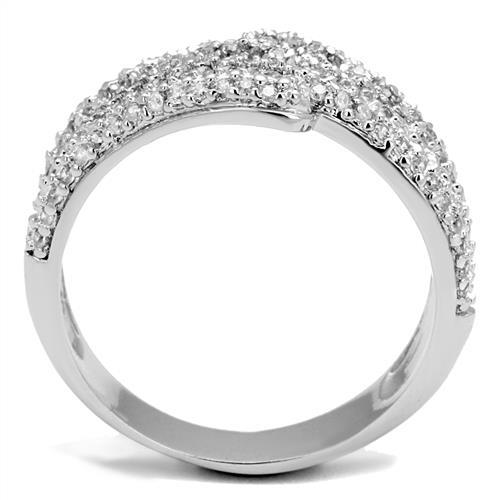 Rhodium Brass Ring with AAA Grade CZ  in Clear