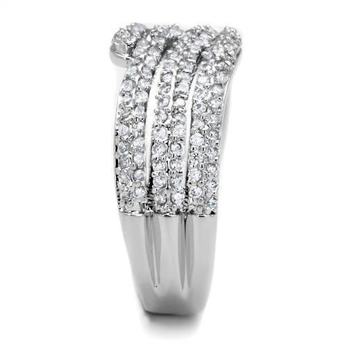 Rhodium Brass Ring with AAA Grade CZ  in Clear