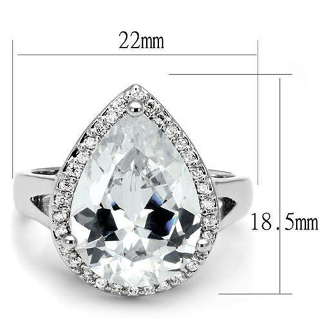 Rhodium Brass Ring with AAA Grade CZ  in Clear