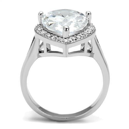 Rhodium Brass Ring with AAA Grade CZ  in Clear