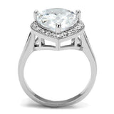 Rhodium Brass Ring with AAA Grade CZ  in Clear