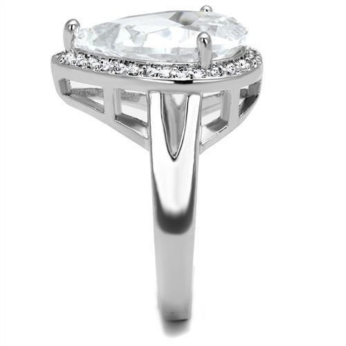 Rhodium Brass Ring with AAA Grade CZ  in Clear