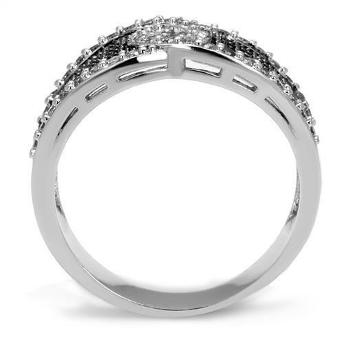 Rhodium + Ruthenium Brass Ring with AAA Grade CZ  in London Blue