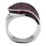 Rhodium + Ruthenium Brass Ring with AAA Grade CZ  in Ruby