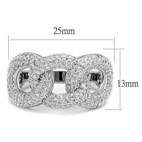 Rhodium Brass Ring with AAA Grade CZ  in Clear