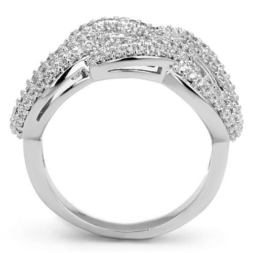 Rhodium Brass Ring with AAA Grade CZ  in Clear