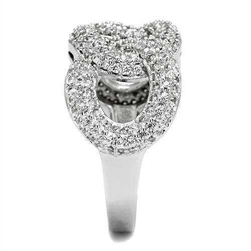 Rhodium Brass Ring with AAA Grade CZ  in Clear