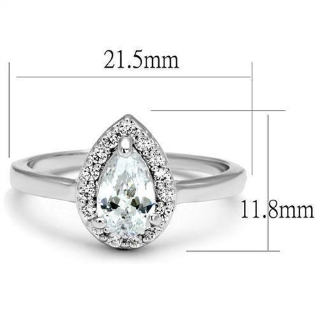 Rhodium Brass Ring with AAA Grade CZ  in Clear