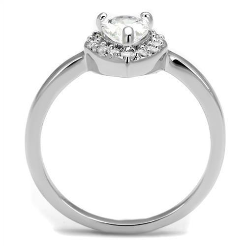 Rhodium Brass Ring with AAA Grade CZ  in Clear