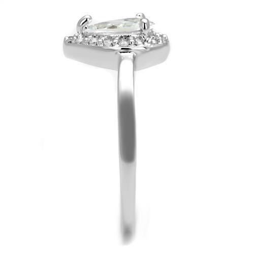 Rhodium Brass Ring with AAA Grade CZ  in Clear