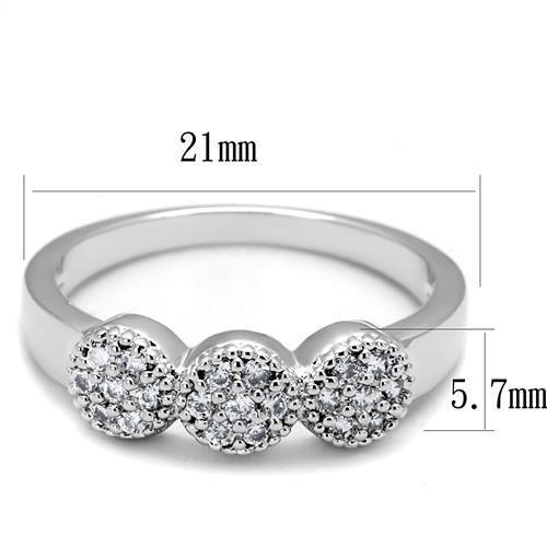 Rhodium Brass Ring with AAA Grade CZ  in Clear