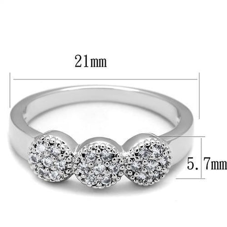 Rhodium Brass Ring with AAA Grade CZ  in Clear