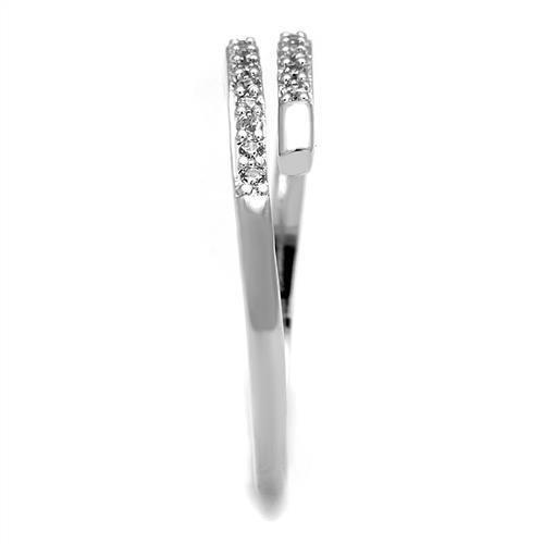 Rhodium Brass Ring with AAA Grade CZ  in Clear