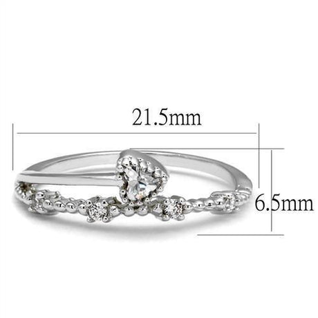 Rhodium Brass Ring with AAA Grade CZ  in Clear