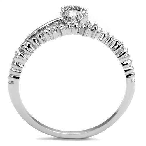 Rhodium Brass Ring with AAA Grade CZ  in Clear