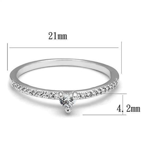 Rhodium Brass Ring with AAA Grade CZ  in Clear