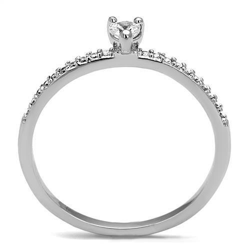 Rhodium Brass Ring with AAA Grade CZ  in Clear
