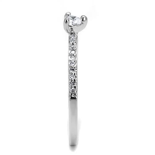 Rhodium Brass Ring with AAA Grade CZ  in Clear