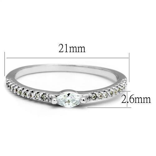 Rhodium Brass Ring with AAA Grade CZ  in Clear