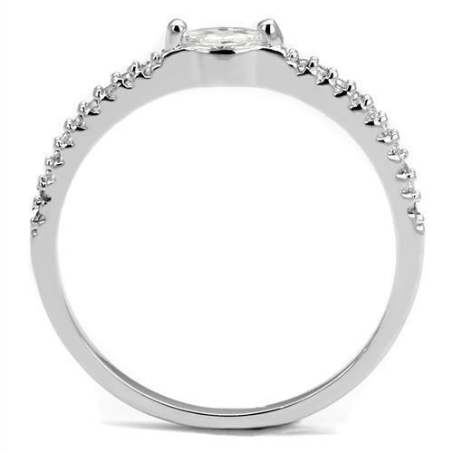 Rhodium Brass Ring with AAA Grade CZ  in Clear