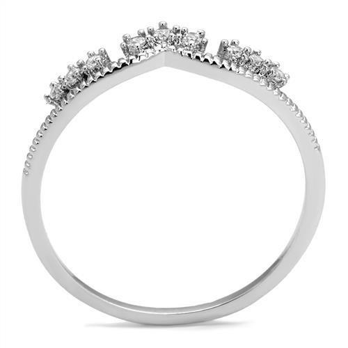 Rhodium Brass Ring with AAA Grade CZ  in Clear