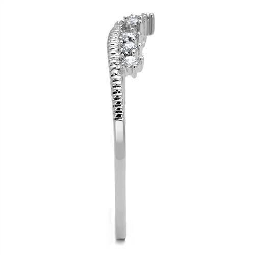 Rhodium Brass Ring with AAA Grade CZ  in Clear
