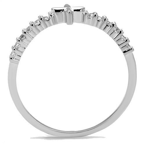 Rhodium Brass Ring with AAA Grade CZ  in Clear