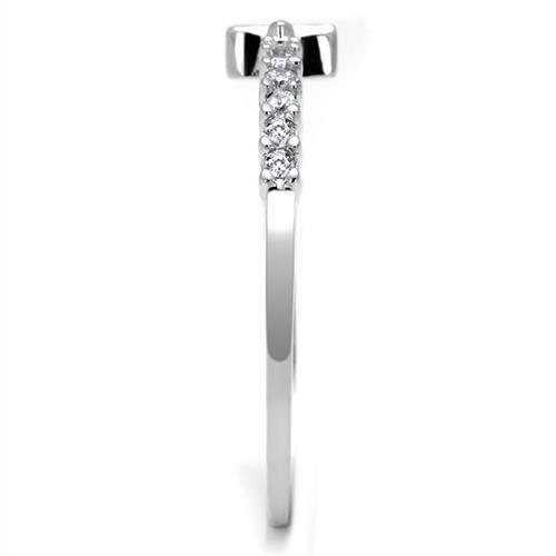 Rhodium Brass Ring with AAA Grade CZ  in Clear
