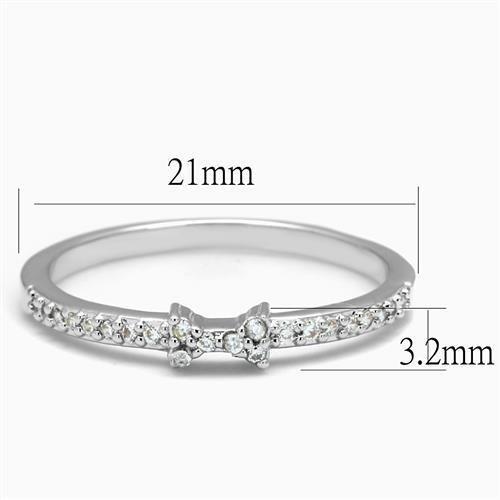 Rhodium Brass Ring with AAA Grade CZ  in Clear