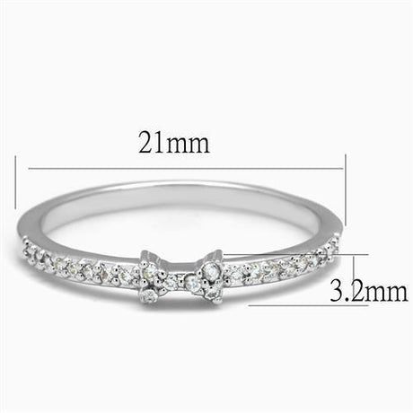 Rhodium Brass Ring with AAA Grade CZ  in Clear