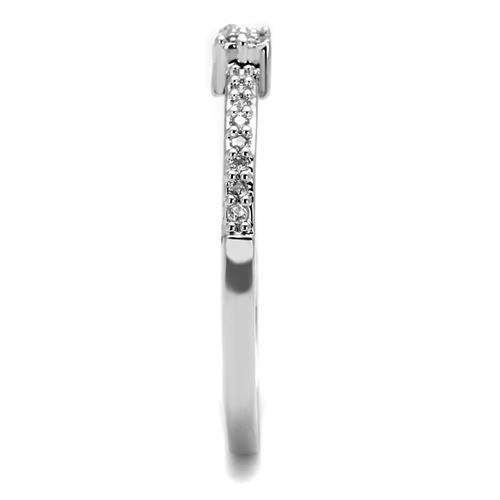 Rhodium Brass Ring with AAA Grade CZ  in Clear