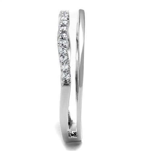 Rhodium Brass Ring with AAA Grade CZ  in Clear