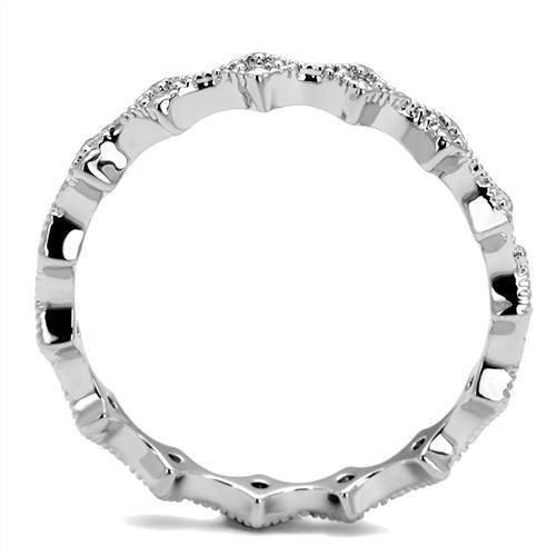 Rhodium Brass Ring with AAA Grade CZ  in Clear