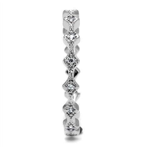 Rhodium Brass Ring with AAA Grade CZ  in Clear