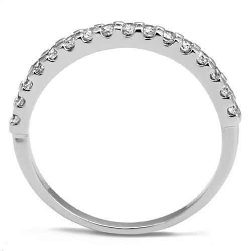 Rhodium Brass Ring with AAA Grade CZ  in Clear