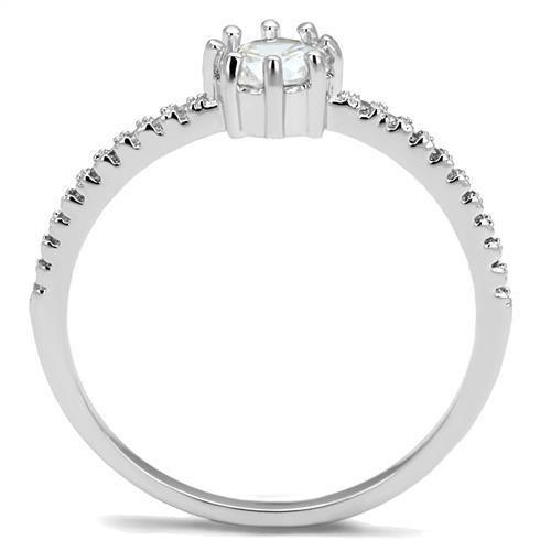 Rhodium Brass Ring with AAA Grade CZ  in Clear